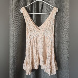 Free People Intimately Let It Happen Mini Slip Dress White Oranges Sz S V Neck